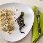 Mezzelune con broccolo fiolaro e fondutina di Grana Padano